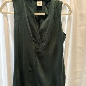 CAbi Dark Green Sleeveless Blouse